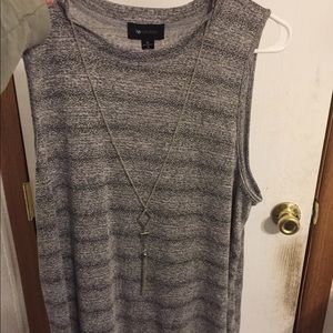 Gray top with necklace